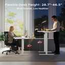 Huuger Electric Standing Desk with Power Outlets and USB-C Port, 47 X 24 Inch Height Adjustable Desk, Sit Stand Desk for Home Office, Computer & Gaming Desk with 4 Presets, Stable Steel Frame, White, 47.2 x 23.6 inch