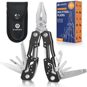 14-In-1 Multitool with Safety Locking, Professional Stainless Steel Multitool Pliers Pocket Knife, Bottle Opener, Screwdriver with Nylon Sheath Apply to Survival,Camping, Hunting and Hiking