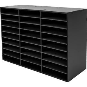 Literature Organizer, Desktop File Sorter Mail Center, Paper Storage Cabinet with 27 Slots Compartments, Classroom Mailbox for Home School Office (27 Slots Black)