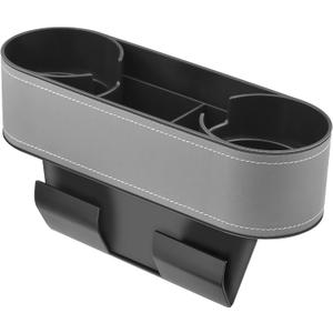 iokone Coin Side Pocket Console Side Pocket Leather Cover Car Cup Holder Auto Front Seat Organizer Cell Mobile Phone Holder (Slim-Gray)