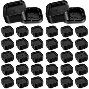 32 Pack Bed Risers, 1.38 Inch Stackable Furniture Risers Heavy Duty Bed Lifts Risers Blocks for Couch Table Desk Sofa Chair Legs Washing Machine Dorm Room Essentials (Black)
