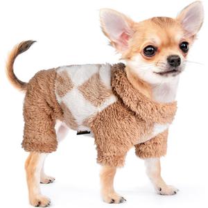Sebaoyu Turtleneck Dog Pajamas for Small Dogs, Fleece Sweater, Winter Cute Tiny Clothes Outfit Puppy Pet Jumpsuits Chihuahua Yorkie Cat Clothing(Beige, Medium)
