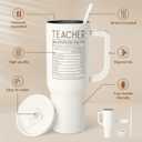 SANDJEST Teacher Appreciation Gift 40oz Stainless Steel Insulated Tumbler with Handle and Straw - Teacher Nutrition Facts Travel Coffee Mug Cup for Women Back to School Birthday Christmas