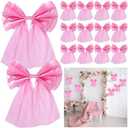 12 Pack Large Pink Bows Coquette Birthday Party Decorations 8.8 x 12 Inches Big Satin Ribbon Bow Party Wall Decor for Home Decor Backdrop Baby Shower Bridal Showers Engagement Wedding Bachelorette
