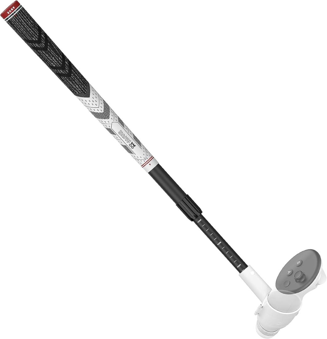 AMVR VR Golf Club Attachment Compatible with Meta/ Oculus Quest 3S/ Quest 3, Adjustable Length, 80 Degree Keep Tracking, Non-Slip VR Golf Handle Grip for Golf +（for Right Controller）