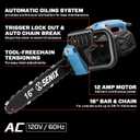 SENIX Electric Chainsaw,16" Corded Chainsaw,12 Amp for Wood Cutting,CSE12-M