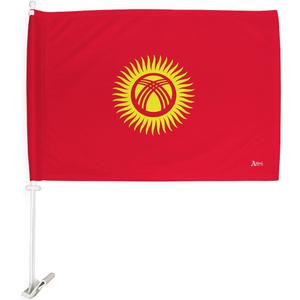 Kyrgyz Car Flag Bandera, Decor for Window Clip Mount Auto Accessories Sport Fan Gifts League Olympics Party Supplies Patriotic Decorations Made in USA