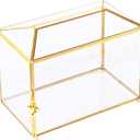 Vellon Clear Wedding Gift Card Box with Lock, Upgraded Security Gold Glass Box for Ballot/Donation/Raffle/Reception, Golden Glass Box