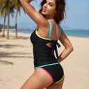 Blooming Jelly Womens Two Piece Tankini Swimsuits Modest Tummy Control Swim Suits 2026 Neon Full Coverage Bathing Suit (Black, L)