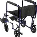 Drive Medical Deluxe Lightweight Aluminum Transport Wheelchair, Blue, 17"