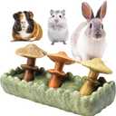 TEEWY Guinea Pig Chew Toys, Prevent Teeth Overgrowth, Natural Timothy Grass & Vegetables, Hamster Chew Toys, Guinea Pig Toys, Chinchilla Toys, 4PCS, Grass Patch & Mushrooms