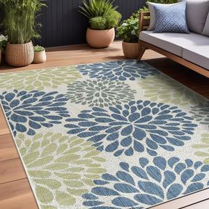 Beverly Rug Outdoor Rug 8x10 Modern Exotic Tropical Leaf Area Rugs for Indoor and Outdoor Patio Deck Porch Garden Water Resistant Washable Outside Carpet (8 x 10 Olive)