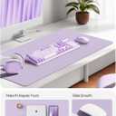 YSAGi Leather Desk Protector, Office Mat, Large Mouse Mat, Non-Slip PU Leather Blotter, Laptop Desk Pad, Waterproof Writing Pad for Office and Home (Light Purple, 31.5" x 15.8")