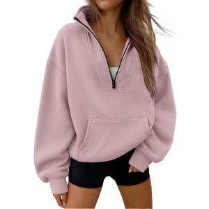 Trendy Queen Womens Sweatshirts Quarter Half Zip Pullover Hoodies Fall Fashion 2026 Winter Fleece Jackets Sweaters (Large, Darkpink)