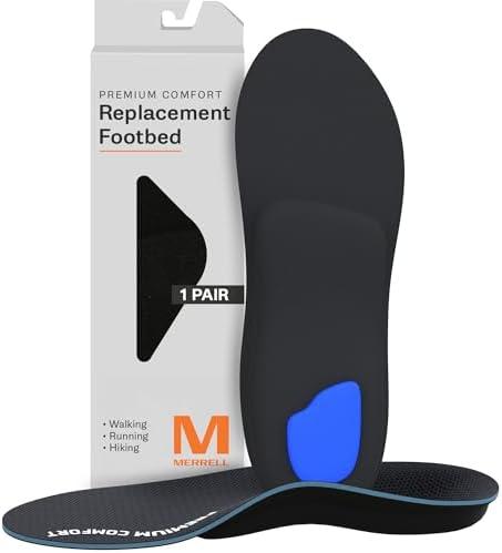 MERRELL Premium Comfort Insoles for Men - Orthotic Insoles with Slow Rebound Memory Foam & Semi-Rigid Cork Layer for support - Plantar Fasciitis Relief, Work Boot, Hiking/For Low to Medium Arch Height, Size 7