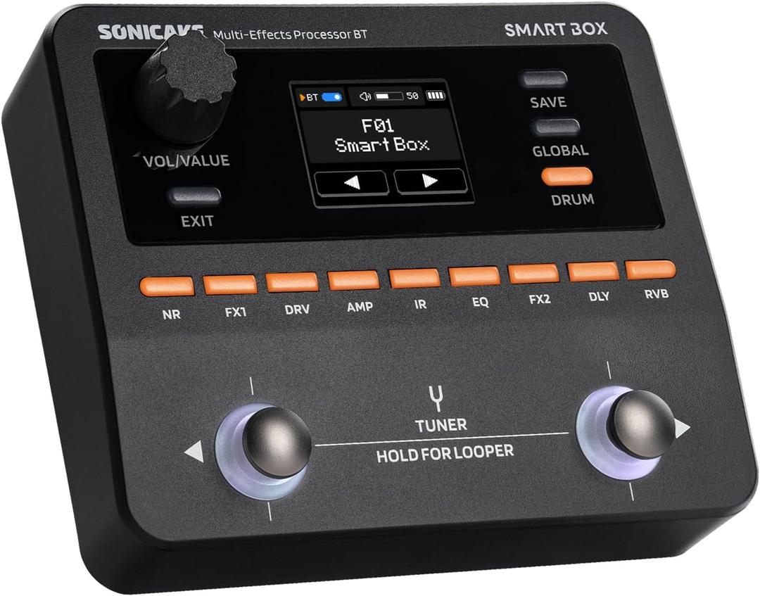 SONICAKE QME-20 Smart Box - Multi Effects Pedal for Guitar with 130+ Effects, NAM/IR Support, Looper, Built-in Tuner/Metronome, Portable Effects Processor with USB Audio Interface, Stereo Output