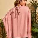 Verdusa Women's Knot Back Batwing Sleeve Mock Neck Shirts Blouse Top Coral Pink L (Pink)