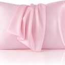 Bedsure Satin Pillowcase 2 Pack Similar to Silk Pillow Cases Standard Size, Pink Pillow Case Covers with Envelope Closure, Home Decor Valentine Gifts for Women Girls,20x26 Inches, 2pcs