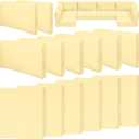 14 Piece Outdoor Patio Waterproof Cushion Covers, Fits 6-Seat Wicker Rattan Sectional Couch Chair Furniture Cover Replacement Set - Fade-Resistant Patio Cushion Covers with Zipper (Light Beige)