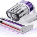 Mattress Vacuum Cleaner, Ultrasonic Bed Vacuum Cleaner with 18Kpa Strong Suction, 150F Heat & 253.7nm UV-C Light, Intelligent Dual Cup, One-Click Dust Removal for Bed, Sofa, Pet Hair, White