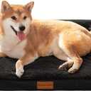 Patas Lague Orthopedic Dog Bed for Medium Dogs, Waterproof L Shaped Medium Pet Sofa Beds with Removable Washable Cover, Soft Comfortable Pet Couch Mat with Nonskid Bottom, 30'' x 20'' Black