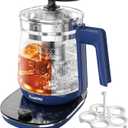 Electric Kettle, 1.5L Borosilicate Glass Hot Water Kettle Electric & Tea Kettle for Coffee or Tea, BPA Free, Auto Shut-Off, Stainless Steel, Blue, 1200w