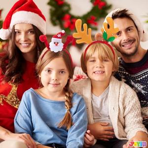 JOYIN 6 Packs Christmas Headbands with Assorted Design Christmas Headwear Holiday Headbands Accessories for Women Men Kids Christmas Parties Xmas Holiday Party Favors Photo Booth (ONE SIZE FIT ALL)