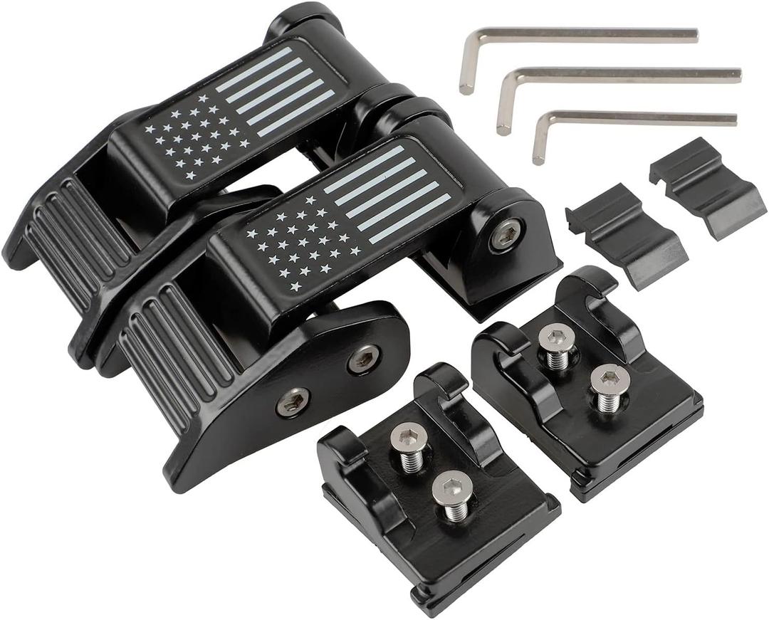 Hood Latches Lock Catch with U.S. Flag Style, Latch Locking Adjustable Kit Compatible with Jeep Wrangler 2007-2018 JK JKU Rubicon Sahara Sport & 2018-2025 JL JLU, 1 Pair