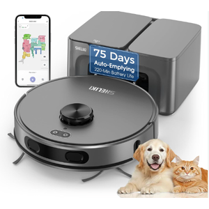 SHELIKI Robot Vacuum and Mop, 3-in-1 Robotic Vacuums Cleaner with LiDAR Navigation Smart Mapping & Max Strong 6000Pa Suction, Self Emptying Bases for 70 Days-Black