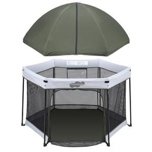 Pamo Babe Baby Playpen with Sun Protection Canopy - Indoor & Outdoor Play Yard for Babies and Toddlers - Baby Tent with Zipper Door