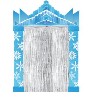 wearage 71 Inch 5 Pcs Winter Party Door Banner with Fringe Foil Curtain Castle Frozen Theme Party Decoration Door Cover Classroom Wonderland Porch Decor for Classroom Home