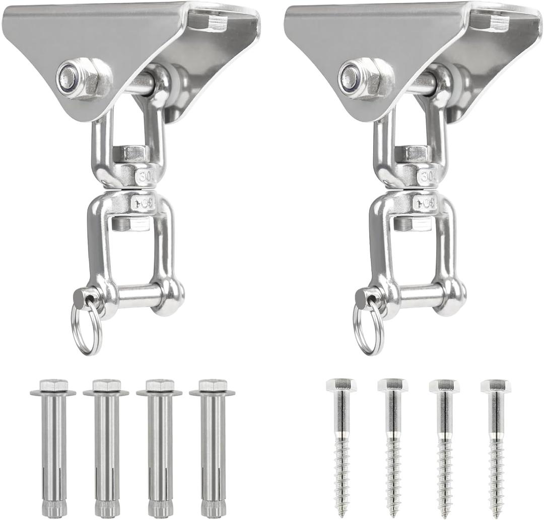 Heavy Duty Swing Hangers for Wooden Sets with Latch Hook Free 2 Sets 2000 LB Capacity 360 Swivel Stainless Steel Swing Hardware for Porch/Playground/Yoga/Heavy Bag