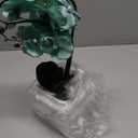 15 Inches Tall Artificial Silk Phalaenopsis Orchid Flower Plant Pot Teal Arrangements (Golden Blue)