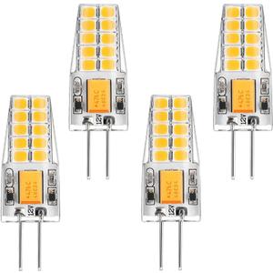 4 Packs G4 LED Bulb 4.5W Equivalent to 45W T3 JC Type Bi-Pin G4 Base Halogen Bulb AC/DC 12V Warm White 3000K G4 Bulb for Under Cabinet Light Ceiling Lights RV Boats Outdoor Landscape Lighting