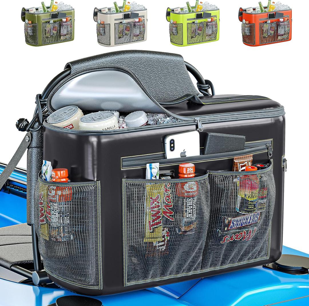 Skywin Kayak Cooler Behind Seat, Waterproof Cooler for Kayaking, Compatible with Lawn Chair Style Seats, Stores Drinks and Keeps Them Cool All Day (Black)