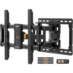 Perlegear UL-Listed Full Motion TV Wall Mount for 4297 Inch Flat Curved TVs up to 132 lbs, 12/16 Wood Studs, TV Mount Bracket with Tool-Free Tilt, Swivel, Extension, Max VESA 600 x 400mm, PGLF15