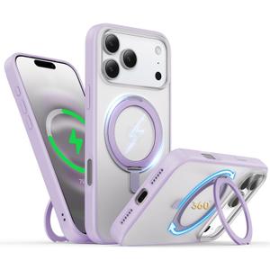 for iPhone 17 Pro Case 6.3-Inch with Magnetic 360 Ring Stand Compatible with MagSafe Crystal Clear Shockproof Protective Phone Cover 6.3" 2025, Lilac