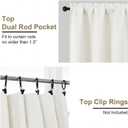 OVZME Ivory Curtains for Bedroom 72 Inches Long 2 Panels Set, Solid Thermal Insulated Light Filtering Window Curtains for Living Room, Dual Rod Pocket Soft Window Drapes, 2x40Wx72L Inches