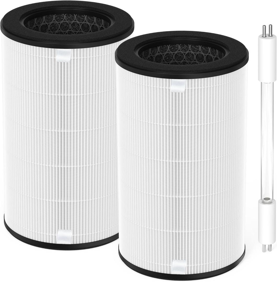 AP-T45 AP-T40FL Filter Compatible With Homedics TotalClean Purifier Models AP-T40, AP-T40WT, AP-T43-WT, AP-T45-BK & AP-T45-WT, 2* T40 Filter & 1 * 3W AP-UV1 Bulb, Costco Model 1461901