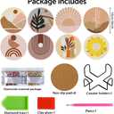 DOTSOPS 8Pack Landscape Diamond Painting Coaster with Holder 5D Diamond Art Kits for Adults Round Full Drill Beginners Gem Dots Craft Arts Supplies Party Home Decor Abstract