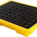 2.6 Gallons Oil Drum Spill Containment Tray, Modular Storage Polyethylen Palette with Drain 19.3"X14"X3.7", Detachable Leakproof Platform for Fill Station Garage