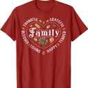 Blessed Thankful Family Thanksgiving T-Shirt, Color: Cranberry Red, M
