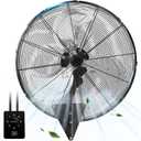 24 Inch Wall Mount Fan, Heavy Duty Oscillating Wall-Mounted Fan with 8500 CFM, High Velocity 3 Speed Fans Indoor with Adjustable Tilting for Workshop, Garage, Patios, Commercial and Industrial