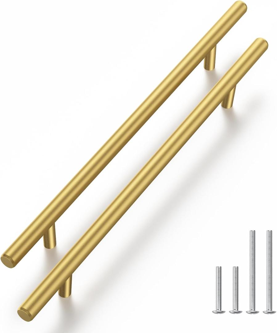 Haliwu 10 Pack Cabinet Handles Brass Gold Cabinet Pulls 7-1/2 Inch Hole Center Drawer Pulls Modern Bar Dresser Handles for Bathroom Kitchen Bedroom