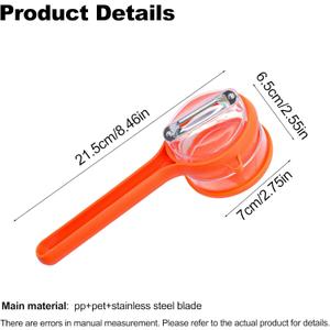 Orange Vegetable Peeler with Catcher, Double-Sided Stainless Steel Fruit Peeler, Citrus Carrot Potato Peeler Kitchen Essentials for Home 2 Pcs