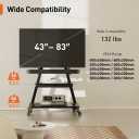 Perlegear Rolling TV Stand with Soundbar Mount for 43–83 inch TVs, 132 lbs