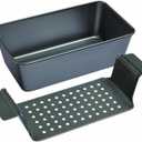 Chicago Metallic 2-Piece Healthy Meatloaf Pan with Draining Insert Professional Grade Non-Stick Carbon Steel Baking Pan with Lift and Serve Feature, 12.2 inch, Grey