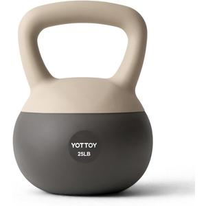 YOTTOY Soft Kettlebell, Set for Strength Training Kettlebells & Home Workouts, Soft-Sided Cushioned Base, Wide-Handle - Ideal for Men, Women, & Beginners (25LB-White)
