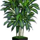 6FT Artificial Dracaena Tree - High-Density Foliage Fake Plant with Black Tall Planter - Faux Yucca Floor Plant for Home Office Decor Indoor