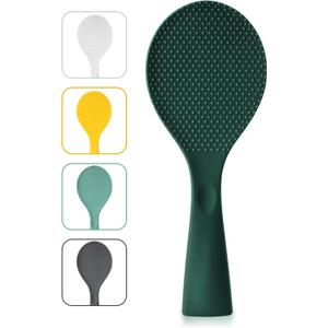 FireKylin Silicone Standing Rice Spatula, Heat Resistant Rice Cooker Paddle, Serving Spoon (Rich Green)